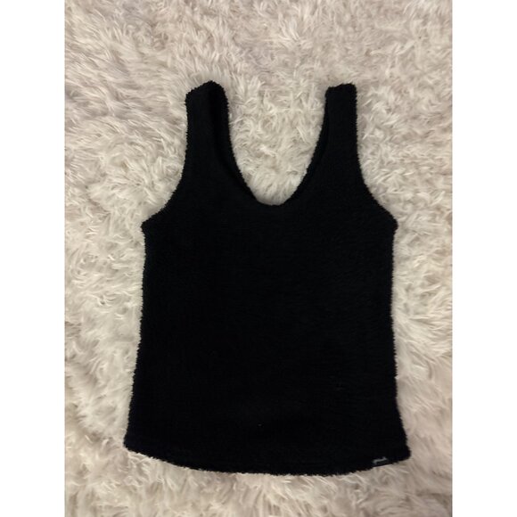 Victorias Secret Pink Fuzzy Black Sleepwear Tank Top  Soft Terry Feel XS - Picture 14 of 15